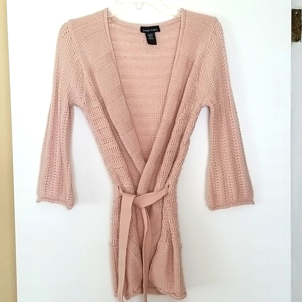 Sweater Project Pink Blush Romantic Cardigan With Matching Belt Sweater